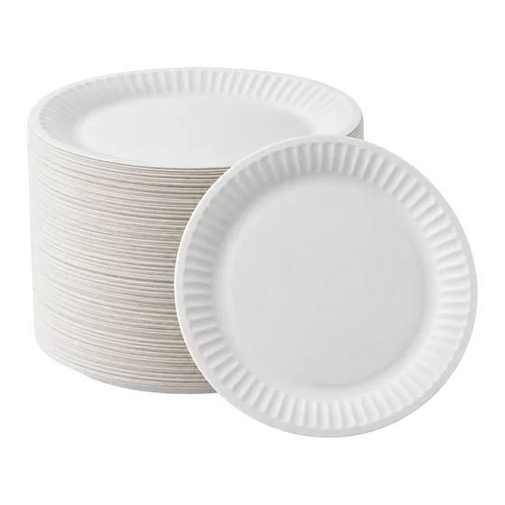 Assiettes en carton blanches, 100 pièces (illustration)