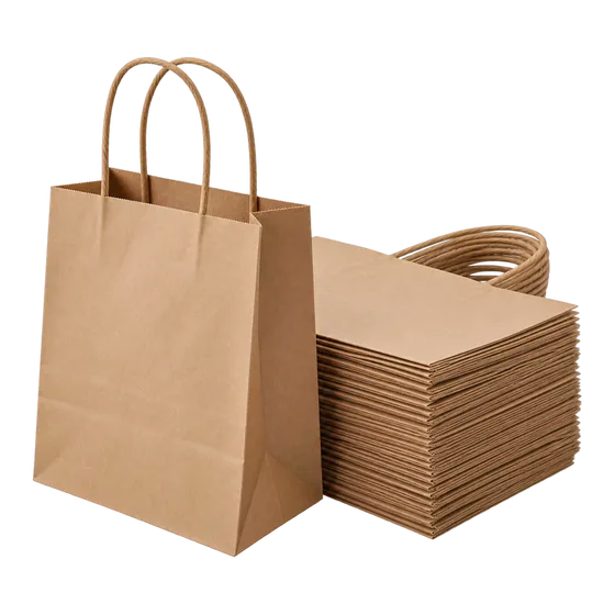 Sacs en papier kraft avec poignées, 100 pièces (illustration)