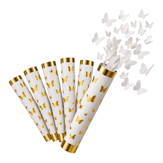 Canons à confettis papillons blancs, lot de 6 (illustration)