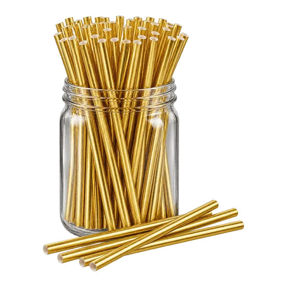 Pailles en papier dorées, lot de 100 (illustration)