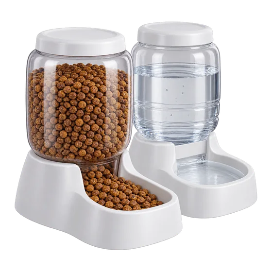 Distributeurs croquettes et eau, lot de 2 (illustration)